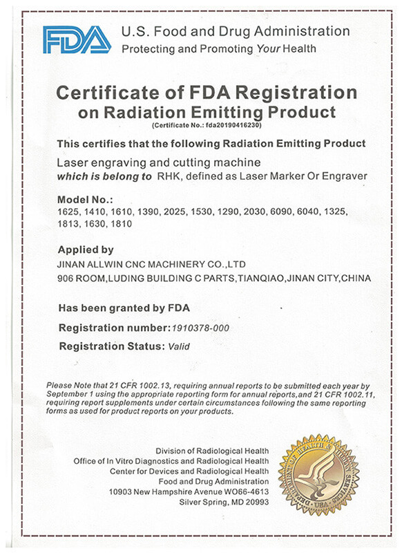 CERTIFICATE of FDA